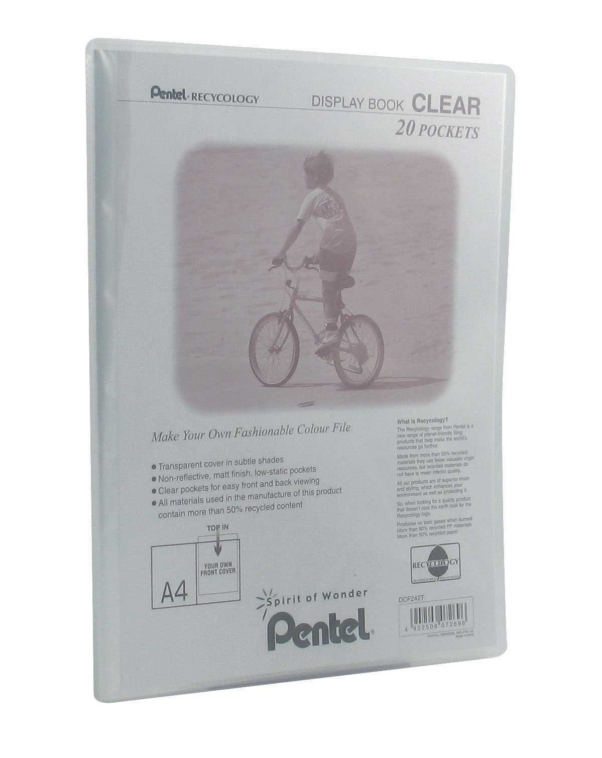 Pentel Display Book Clear, A4 20 Pockets, Transparent, 1 Display Book, DCF242T
