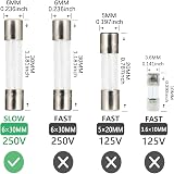 AUKENIEN 0.5A 250V Slow Blow Glass Fuse 6x30mm Pack of 10 view 2