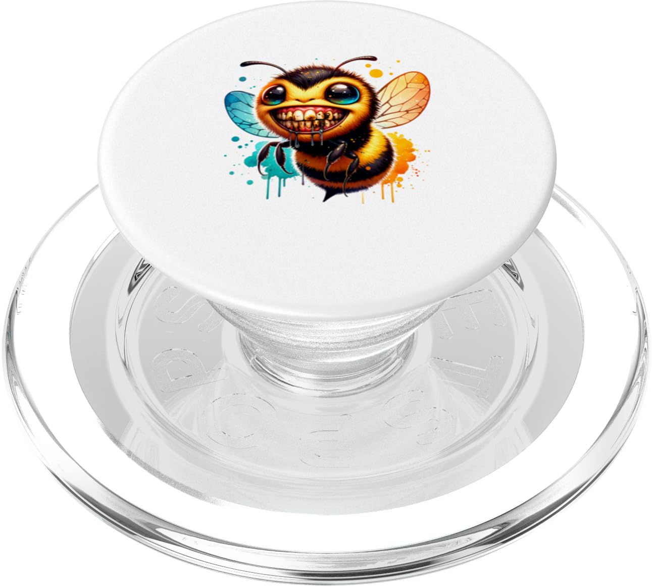 Bee Happy Big Smile Bad Teeth Bee Be Happy PopSockets PopGrip for MagSafe