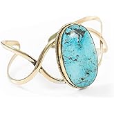 AYANA Turquoise Brass Bracelet | Stone of Healing & Protection | Throat Chakra | December Birthstone | Handcrafted with Ethically Sourced, Natural, Pure Gemstones