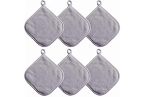 6pcs Face Towels, Soft Microfiber Facial Cleansing Cloths with Hanging Loop, Washable and Reusable, Grey
