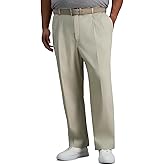 Haggar Men's Iron Free Premium Khaki Classic Fit Pleat Front Expandable Waist Casual Pant(Regular and Big & Tall Sizes)