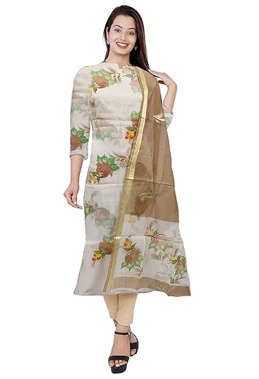 Nikhilam Hand Brush Painted Cotton Suit Dress Material for Womens (Multicoloured)