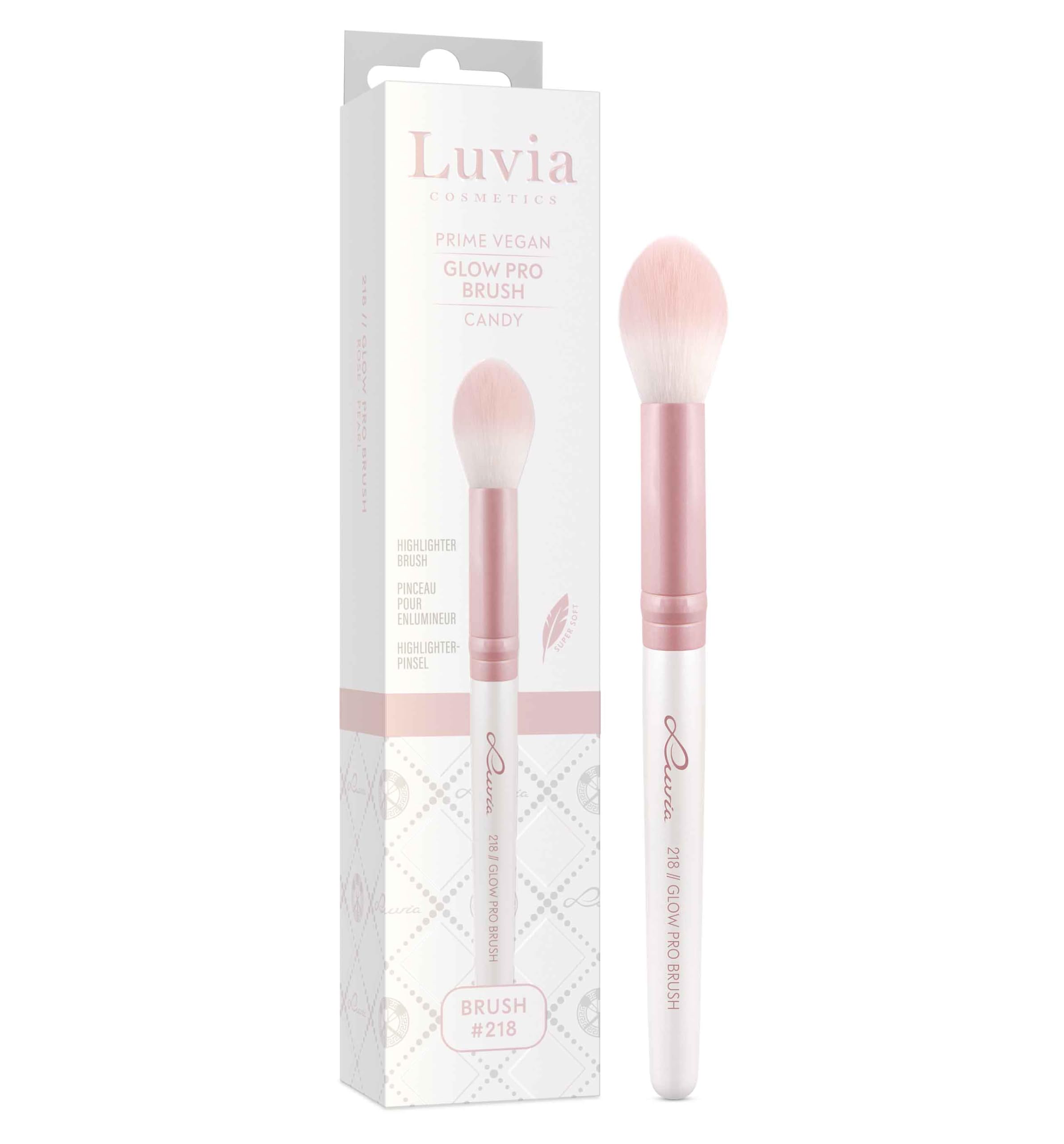 Luvia Professional Makeup Brush, Highlighter, Round Brush, Vegan Cosmetic Brush, 218 // Glow Pro - Candy