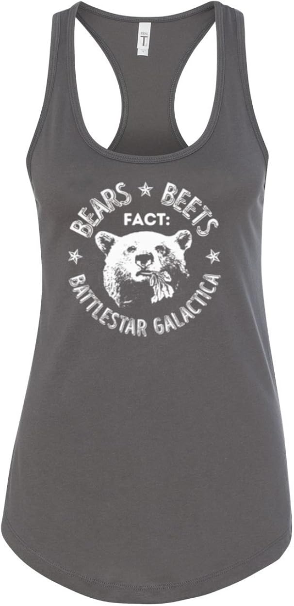 Office | Fact Bears Beets Battlestar Quote | Womens Pop Culture Jersey Racerback Tank Top