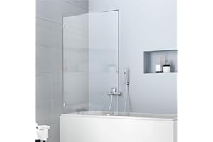 TILEBAY Bathtub Glass Panel 34" W x 58" H Frameless Fixed Glass Bathtub Screen 1/4" Thick Clear Tempered Tub Bathroom Shower Door Panel with Clamps in Polished Chrome Finish