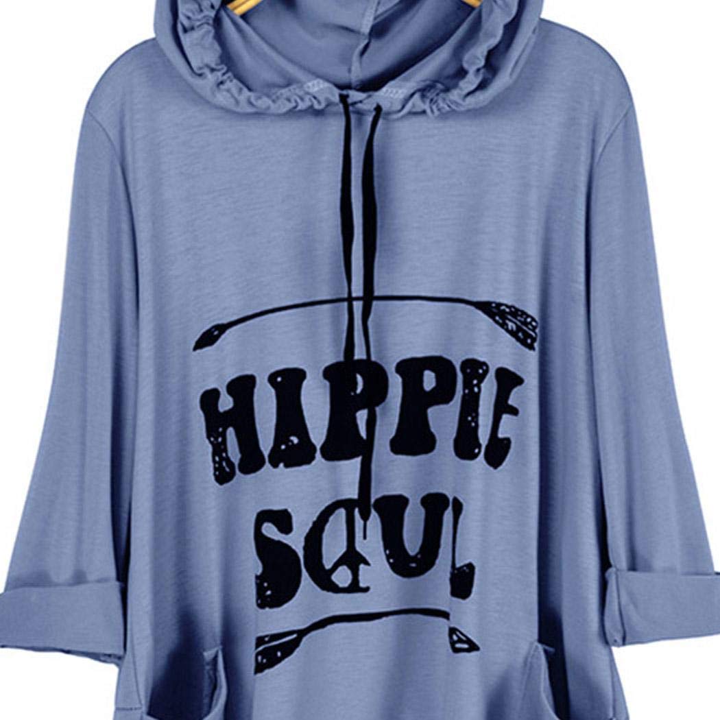 Weardear M-5XL Women Loose Casual Hooded T-Shirt Asymmetrical Design Top Knits & Tees Blue