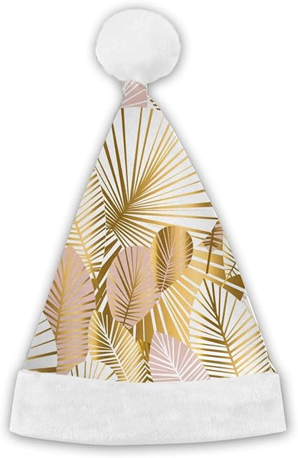 white and gold santa hat