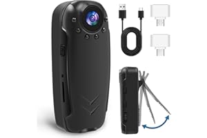 WOTCHA Body Camera 1080P Mini Body Cam with Night Vision, Wearable Cam with Motion Detection, Pocket Camera 8-10Hr Battery for Traveling, Walking, Cycling