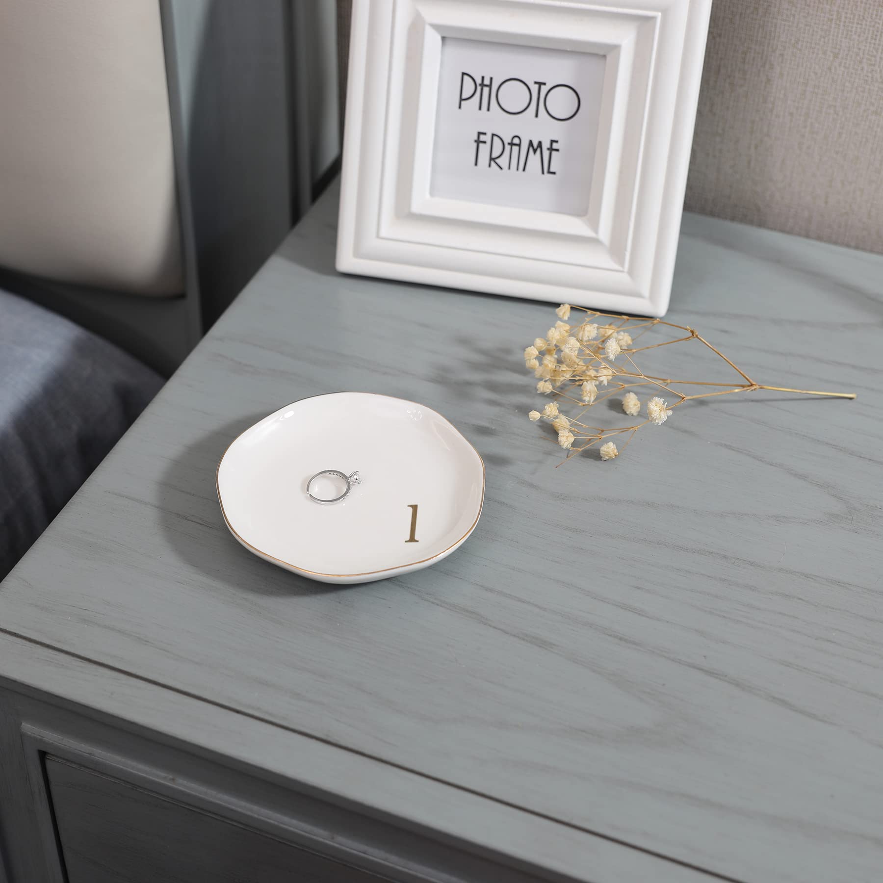 HOME SMILE Initials Ring Dsih Jewery Tray with