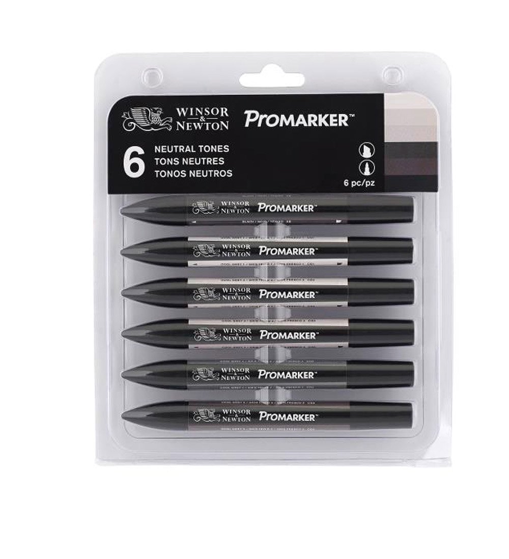 Winsor & Newton 0290024 Pro Marker, Neutral Tones, 6 Count (Pack of 1) — image 1
