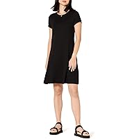 Calvin Klein Scuba Crepe Short Sheath Dress with Faux Leather Belt Black 8  at Amazon Women's Clothing store