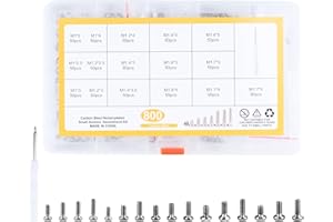 JMHNEWHOPE Tiny Screws for Electronics, 800pcs Mini Screws, Micro Screws, Phillips Pan Head Self Tapping Screws, Small Machine Screws for Eyeglasses Watch Electronic Repair Screws - M1/M1.2/M1.4/M1.6/M1.7