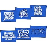 BQXH 6 PCs Cheer Makeup Bag, Cheer Gifts, Cheerleader Gifts for Girls, Cheer Team Gifts Cheer Stuff Cosmetic Bag, Cheerleading Gifts for Women Girls Teammates Friends Birthday Gifts, Blue
