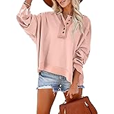 Dokotoo Hoodies for Women 2024 Fashion Fall V Neck Button Down Long Sleeve Hooded Sweatshirts Tops