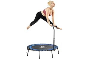 MATRIX-ATHLETIC Vimexciter 40" Foldable Mini Fitness Trampoline with Adjustable Handle Bar, 48'' Stable Rebounder, Indoor/Garden Exercise for Adults and Kids, Max Load 330lbs