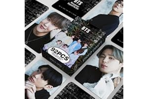 haianallo Kpop SUGA V JK JIN Merch Photo Cards, 92pcs Cards 60 Pcs Lomo Cards and 32 Pcs Music Stickers (Black)