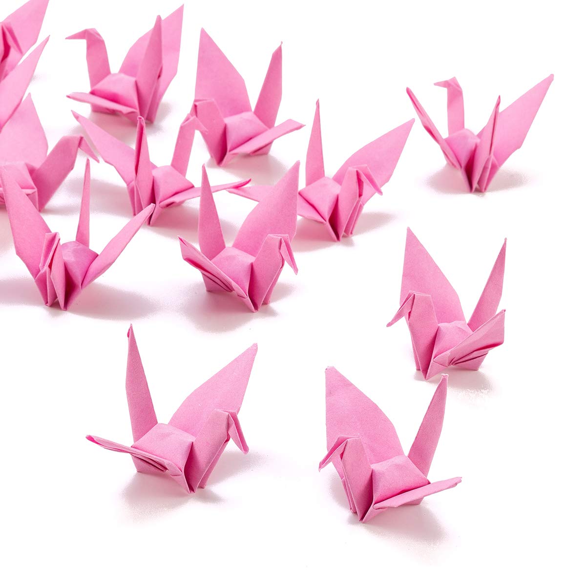 Parbee 100 Pcs Folded Origami Paper Cranes Diy Japanese Crane Mobile String Garland Hanging Bird Ornaments For Wedding Backdrop Decoration Pink