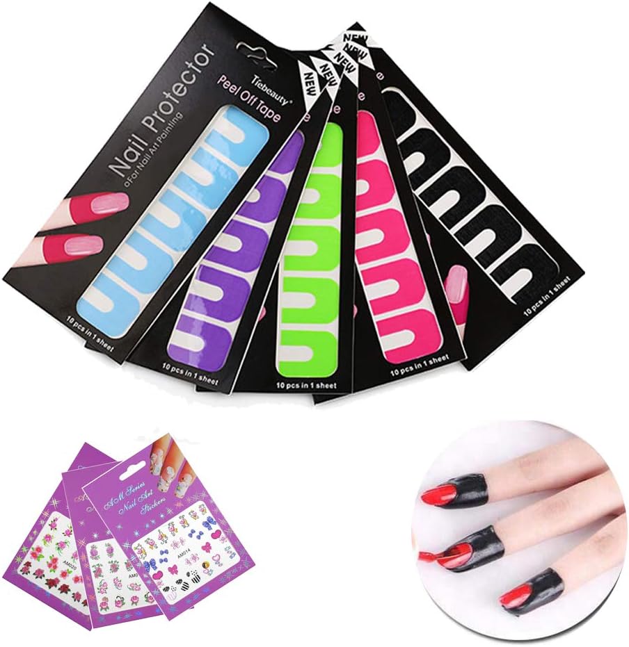 5 Sheets Nail Polish Protector Disposable Peel Off Tapes Skin Nails Glue Stickers Forms Varnish Protector Manicure Finger Tools, 3 Sheets Nail Stickers