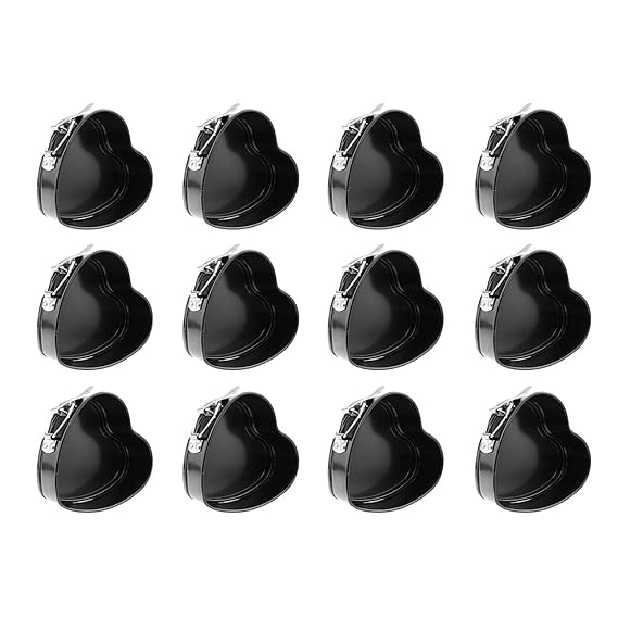 12er SET Mini Springformen herzförmig - 12 x 12 x 4 cm (LxBxH), Herzbackform, Antihaftbeschichtung, Carbonstahl