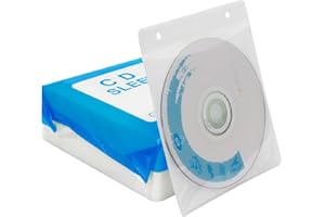 RICHEN CD/DVD/BluRay Sleeves,Double-Sided Refill Plastic Sleeve for CD and DVD Storage Binders,100 Pack (White1)