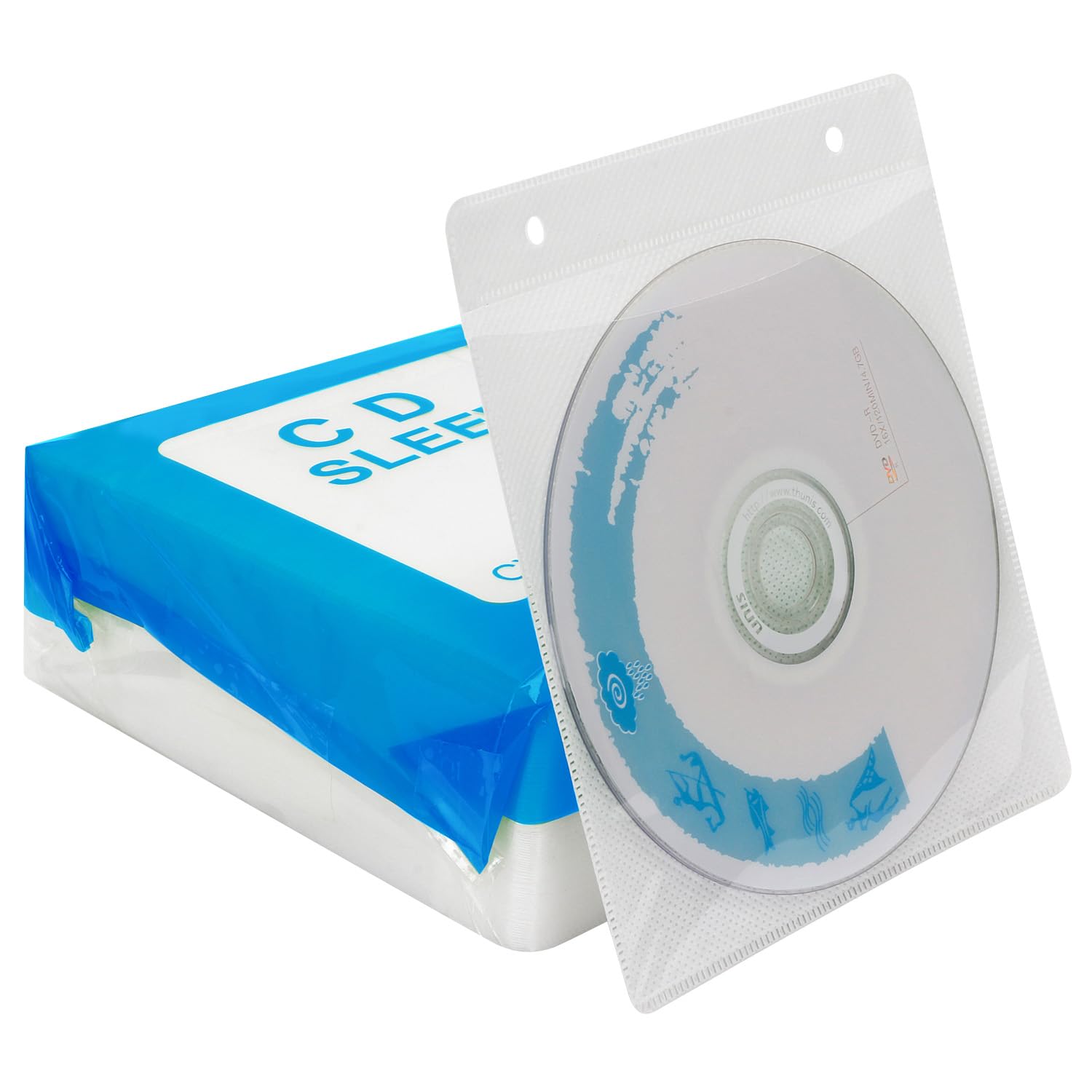 RICHEN CD Sleeve Case,Double-Sided Refill Plastic Sleeve for CD and DVD Storage Binders,100 Pack (White1)