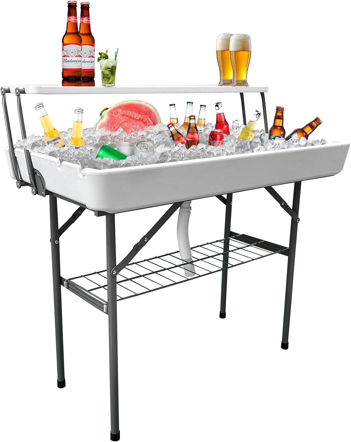 CAMP SOLUTIONS Portable Bar Table for Events with Drain,Skirt and Upper ...