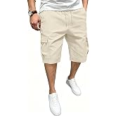 DOWMQ Mens Cargo Shorts Elastic Waist Drawstring Hiking Shorts for Men Stretch Casual Short with 5 Pockets
