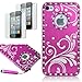 Pandamimi Deluxe Rose Pink Chrome Bling Crystal Rhinestone Hard Case Skin Cover for Apple iPhone 4 4S 4G With 2 Pcs Screen Protector and Pink Stylus