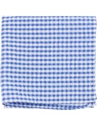 Knightsbridge Neckwear Mens Gingham Checked Cotton Pocket Square - Blue/White