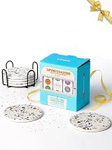 LIFVER Terrazzo Coasters with Holder Set 6 Absorbent Cork Back 4 in view 7