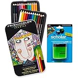 Prismacolor Premier Soft Core Colored Pencil, Set of 24 Assorted Colors (3597T) + Prismacolor Scholar Colored Pencil Sharpene