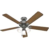 Hunter 52 inch Indoor Ceiling Fan with LED Lights - Ceiling Fan with Pull Chain, For Bedroom, Living Room, or Kitchen, Standa