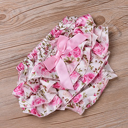 Sweet Newborn Baby Girls Crown Romper+Floral Ruffles Shorts Outfits Clothes Set (L(12-18M))