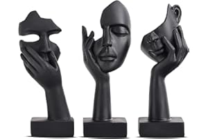oliruim 3 Pcs Thinker Small Statue Set - Black Art Abstract Home Accent Figurines for Decor Woman Apartment Bookshelf Floatin