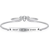 Kisseason Stainless Steel "Best Family Ever" Bracelet – Adjustable Cord, Engraved Bar, Gift For Men & Women