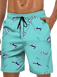 Lzzidou Men's Swim Trunks 8 Inch Inseam Mesh Lining