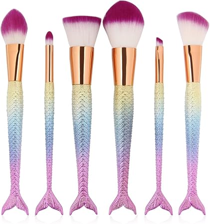 Amazon メイクアップブラシ Yashaly メイク ブラシ 化粧 セット 6本 多機能 3d 人魚 レインボーブラシ Yashaly メイクアップブラシ 通販