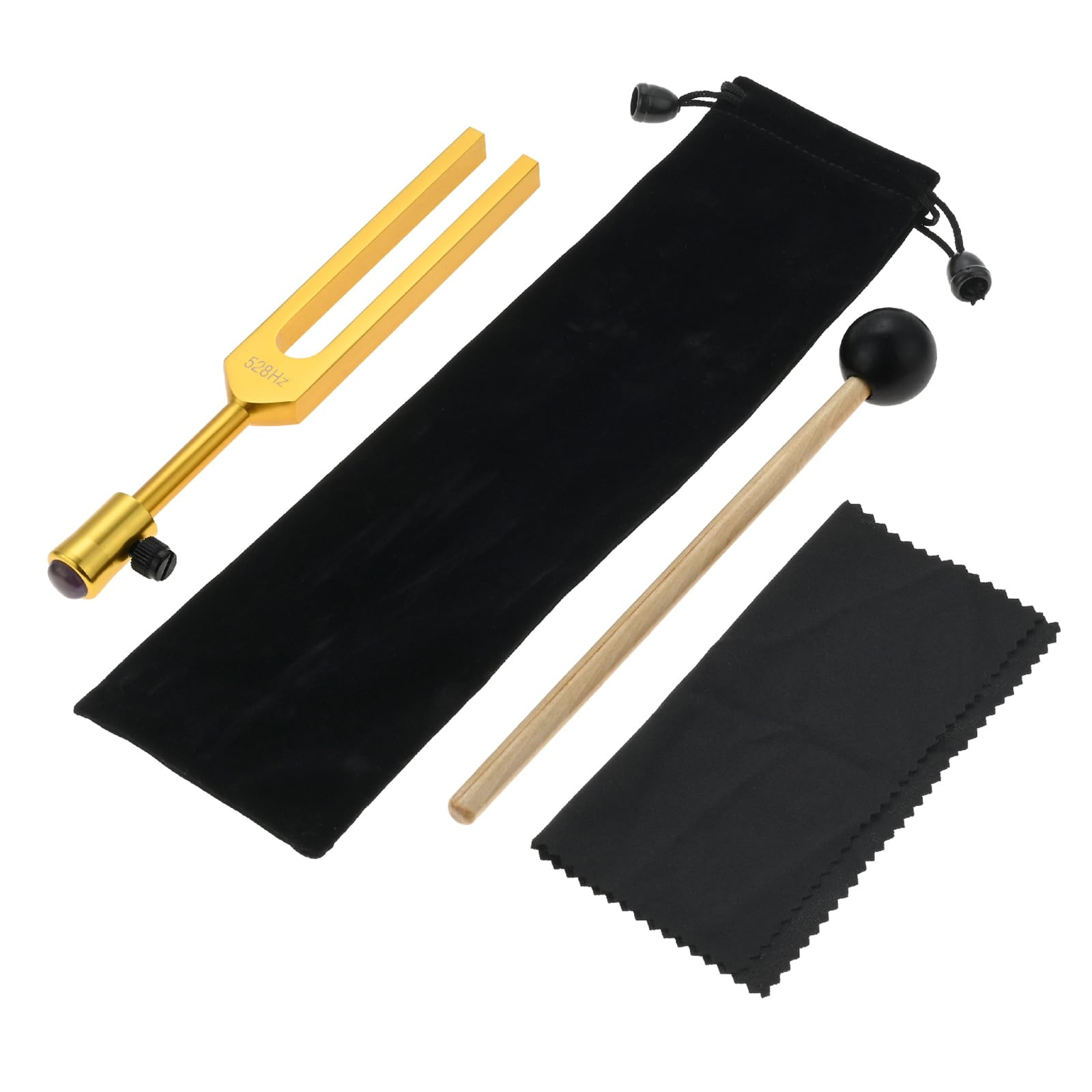 DRELD 528Hz Tuning Fork with Crystal Extender, Healing Tuning Fork with Silicone Hammer Cleaning Cloth Crystal Massage Feet Tuner for Sound Healing Therapy Musical Instrument