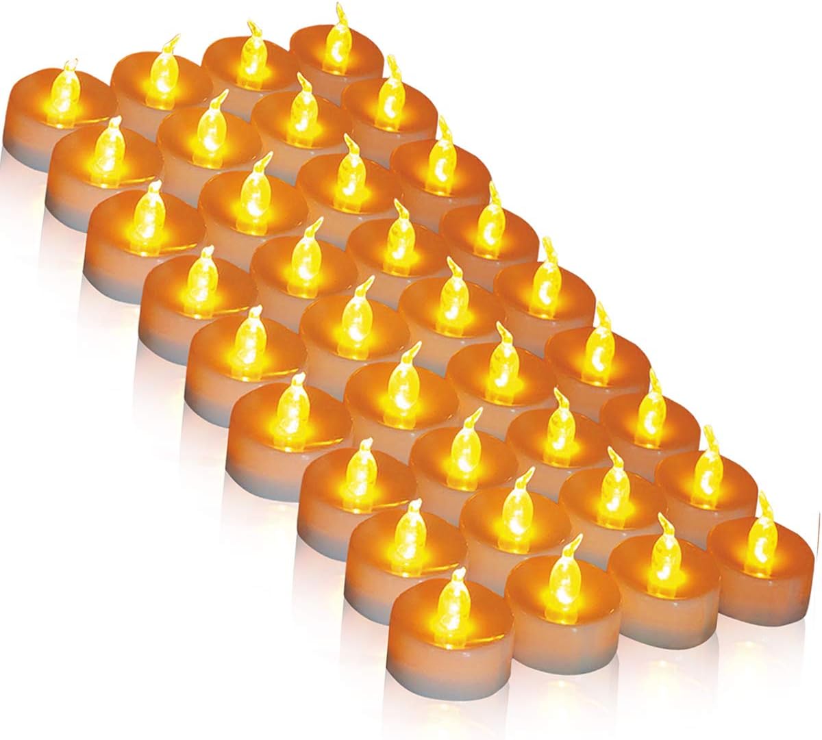 DANIP LED Tea Lights, flameless Flashing Candle Lighting, Fake Candles and Warm Yellow Bulbs, Christmas Decorations, Festivals, Weddings, etc. (1×36)