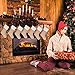 Sunshane Burlap Christmas Stockings Xmas Fireplace Hanging Stockings Decoration Stockings for Christmas Decoration DIY Craft (Flaxen, 7)
