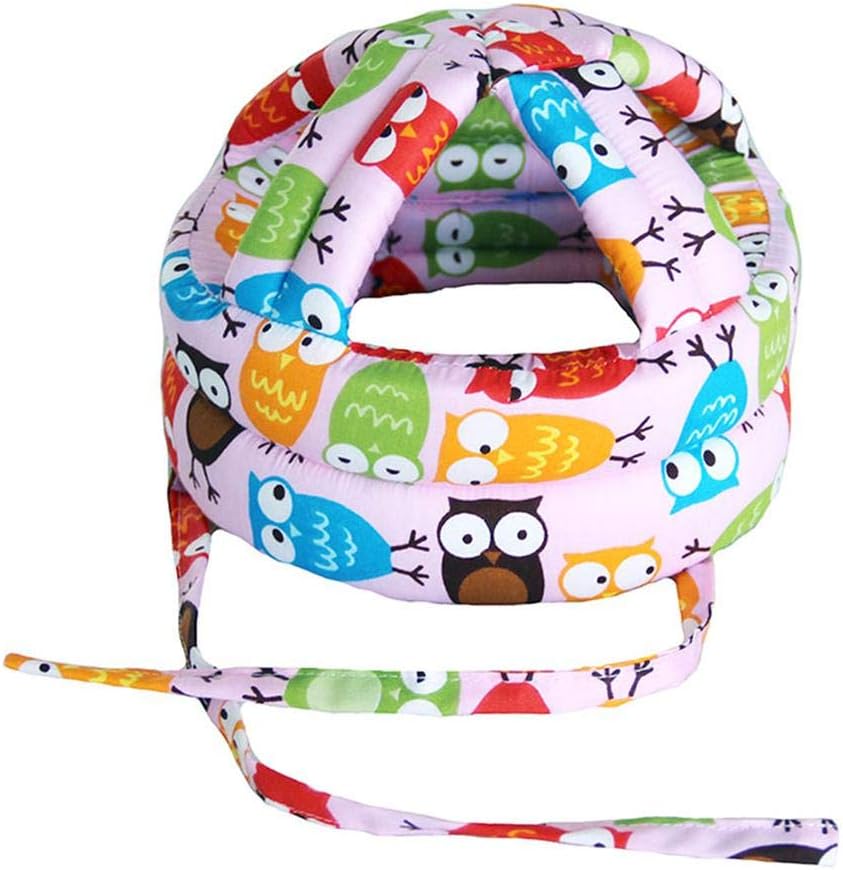 Aolvo Baby Helmet Infant Toddler No Bumps Safety Helmet Bumper Bonnet - Baby Head Protector Children Headguard Cotton Adjustable Printed Harnesses Cap for Kids