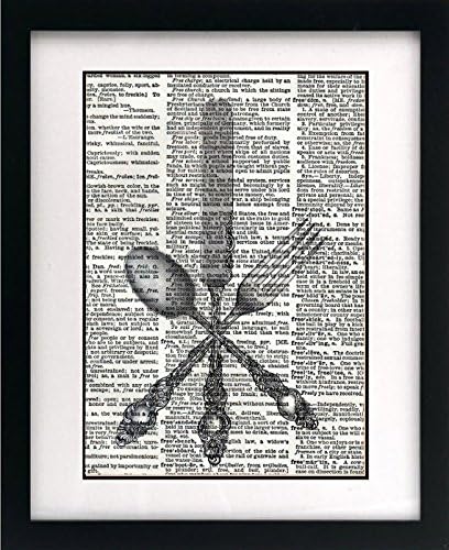 HAND MADE ART PRINT ON VINTAGE DICTIONARY PAGE (5" x 7"): FANCY SILVERWARE "FORK, KNIFE AND SPOON" FROM OUR OBJECT COLLECTION ON A VINTAGE DICTIONARY PAGE - This Stunning Print Features A Detailed Vintage Image Printed On A Vintage Dictionary Page And Comes Ready To Be Framed (mat and frame are not included)
