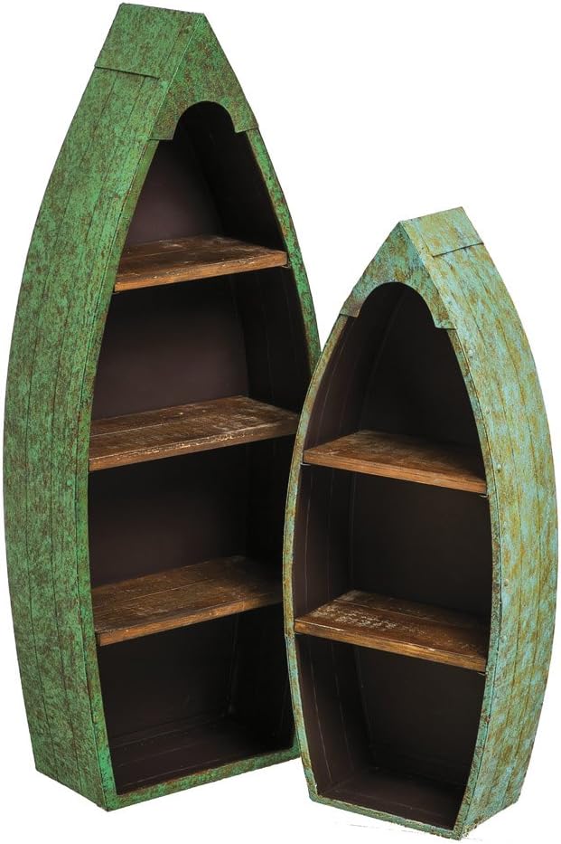 Cape Craftsmen Rustic Metal and Wood Rowboat Shelving - Set of 2