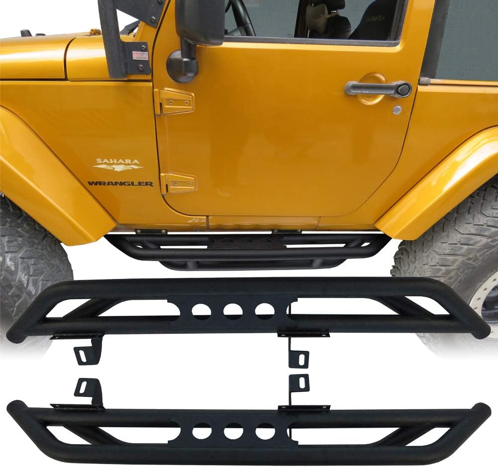 Vijay Black Texture | Side Steps | Nerf Bars | Running Board for 07-18 Jeep Wrangler 2 Door JK/JKU