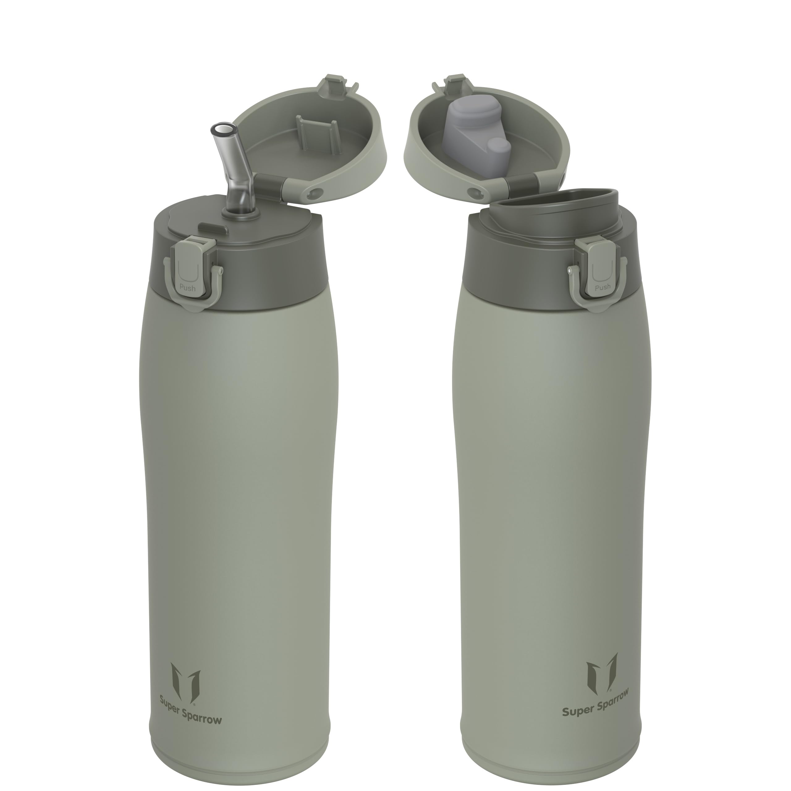 Super Sparrow Water Bottle Stainless Steel 18/8 - Travel Mug - 750ml - Insulated Metal Water Bottle - BPA Free - Leakproof Drinks Bottle