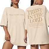 Trust in The Lord Christian Shirts God Faith Religious T Shirts Oversized Jesus Tshirt Women Bible Verse Tee Tops