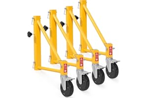 VEVOR 4-Pack Scaffold Outriggers, 1000 lbs Total Load Capacity Baker-Style Scaffolding Accessory with Swivel Casters, Carbon Steel Scaffold Wheel System with Rust Proof Galvanized Surface, Yellow