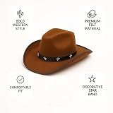 VIROSA Classic Western Cowboy Hat Black Lightweight Adjustable Fit view 3