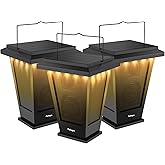 pohopa Bluetooth Speakers Waterproof, Solar Powered Outdoor Speakers, 3 Packs Surround Sound 30W Wireless Multiple Pairing with 20 Piece LED Lights, Richer Bass, Black